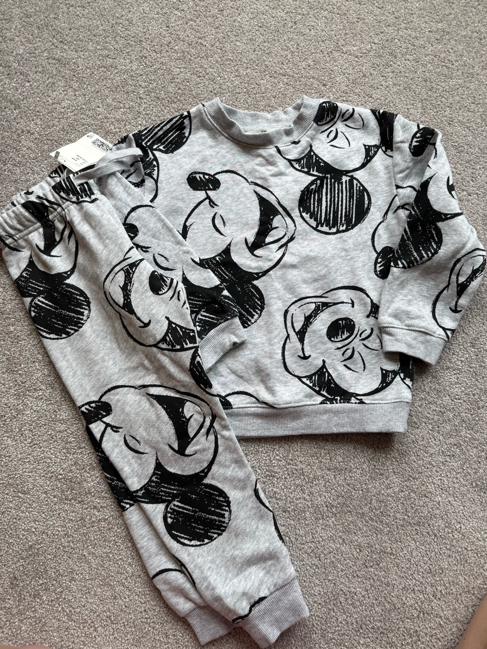 H&M Gray & Black Mickey Mouse Kids Matching Set